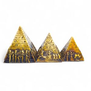 3D Vintage Egyptian Pyramid Set Pharaohs Hieroglyphics Resin Collectibles